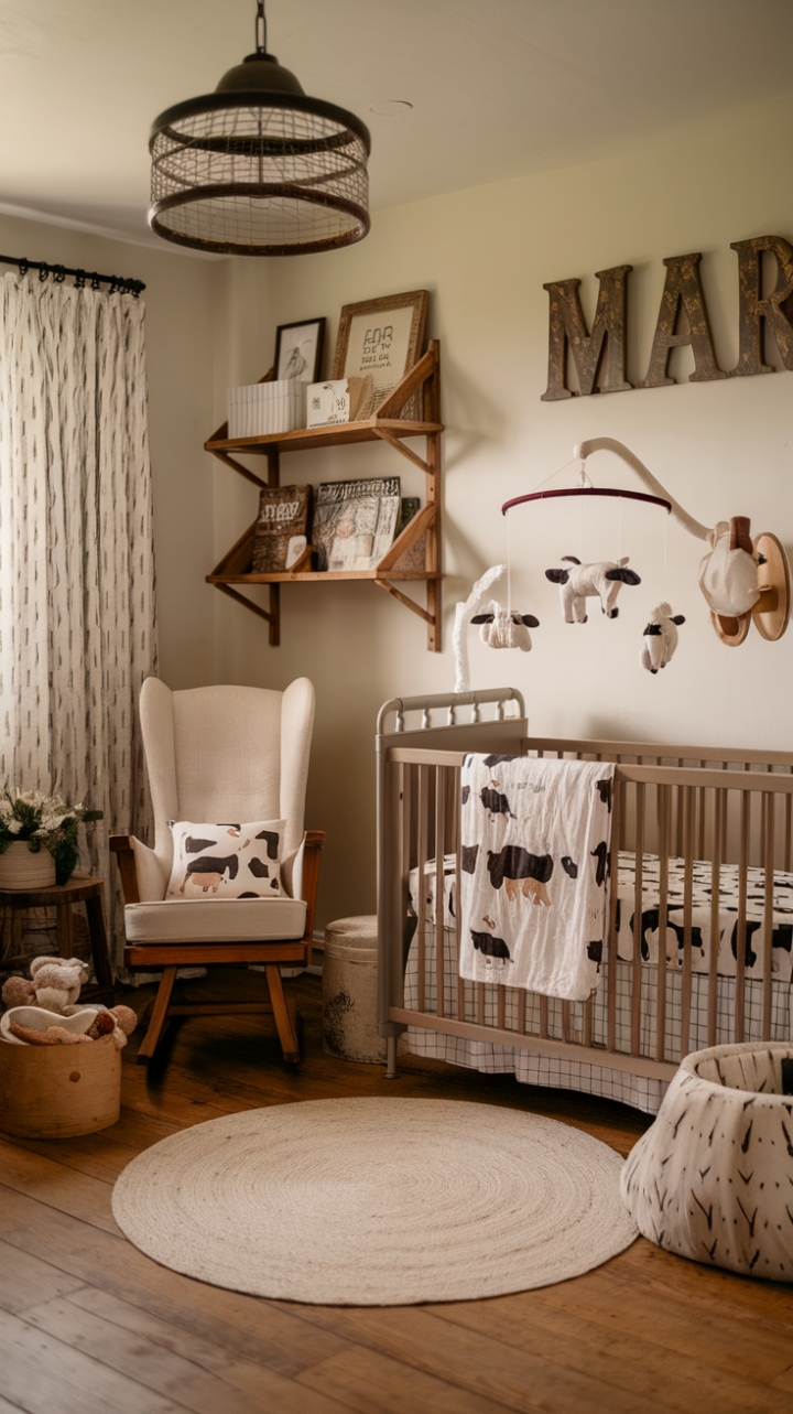 Rustic Charm Meets Modern Farmhouse in a Serene Nursery