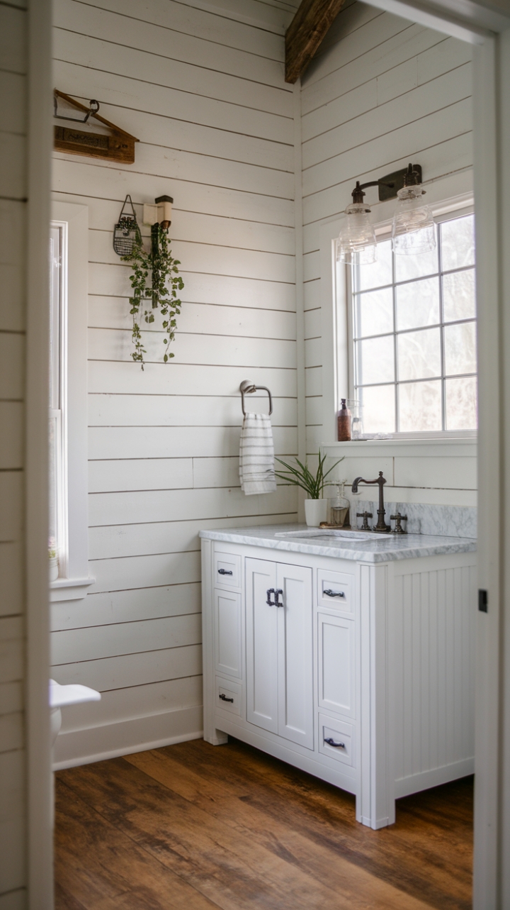 Charming Farmhouse Master Bathroom with Modern Touches