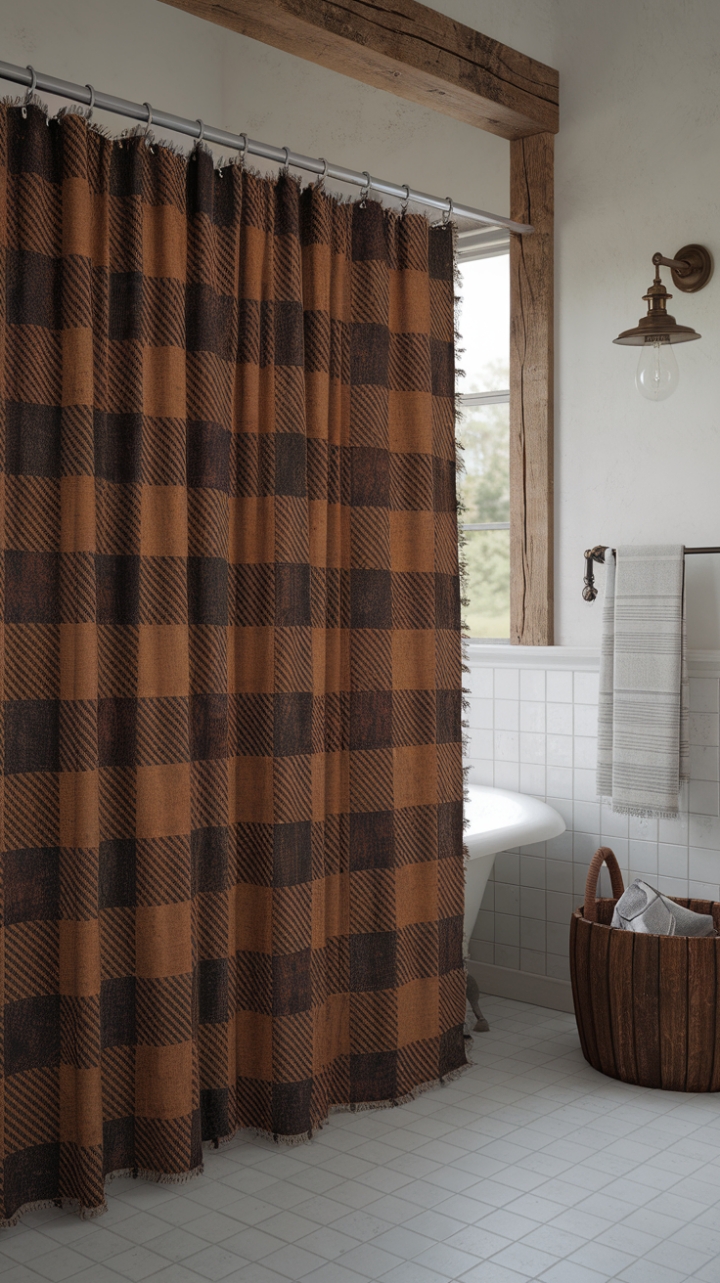 Rustic Elegance: Embrace Vintage Style with a Buffalo Check Shower Curtain