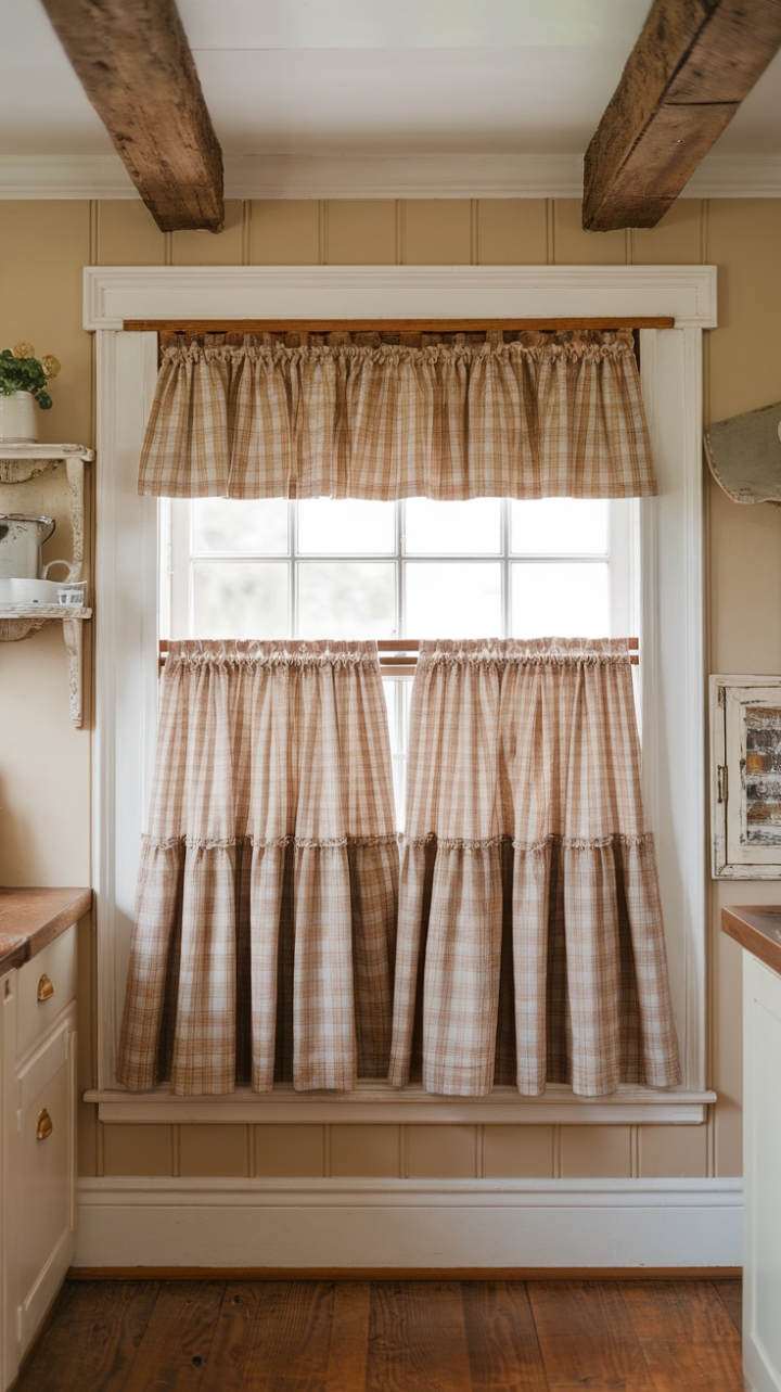 Rustic Charm: A Cozy Country Kitchen with Gingham Details