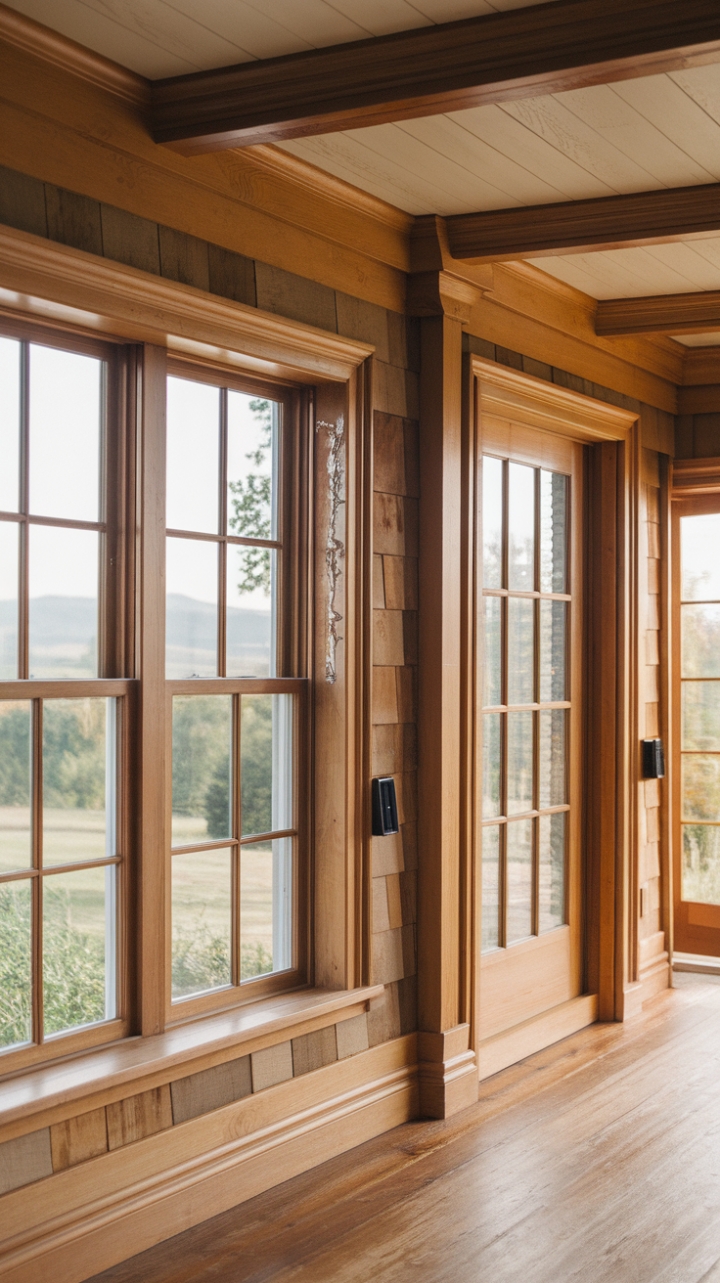 Rustic Elegance: A Farmhouse with Golden Wood Accents and Timeless Craftsmanship