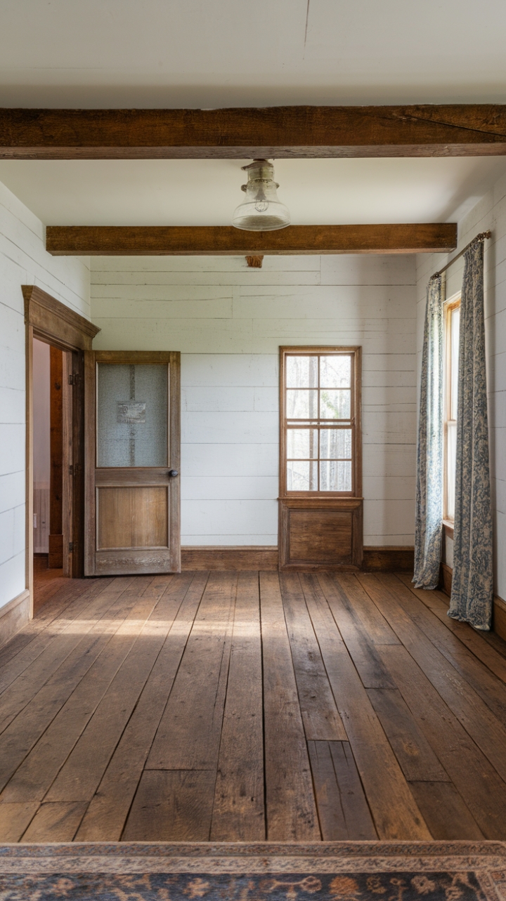 Authentic Elegance: Wide-Plank Reclaimed Floors Enhancing Simplicity