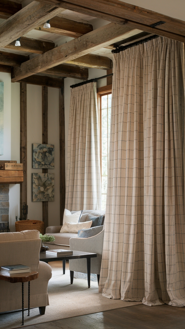 Natural Elegance: Linen Curtains Framing a Cozy Living Room