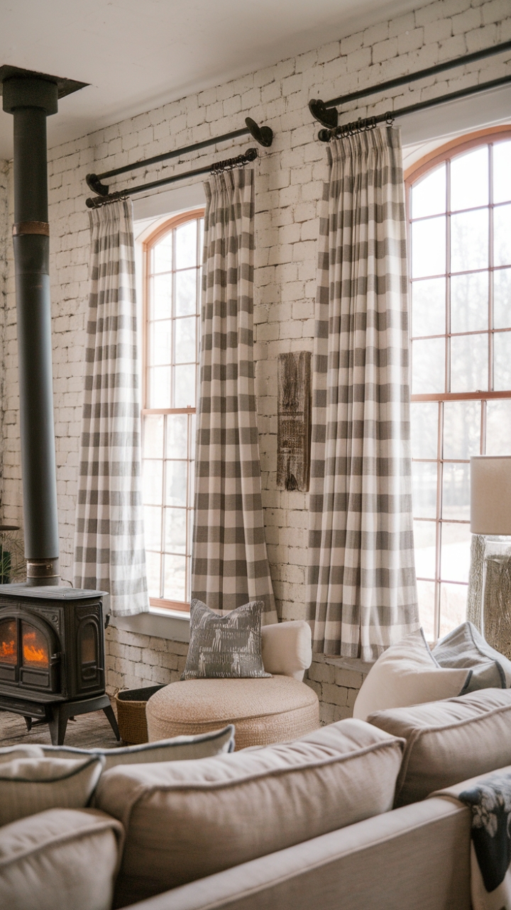 Rustic Elegance: Framing Exposed Brick and a Wood-Burning Stove