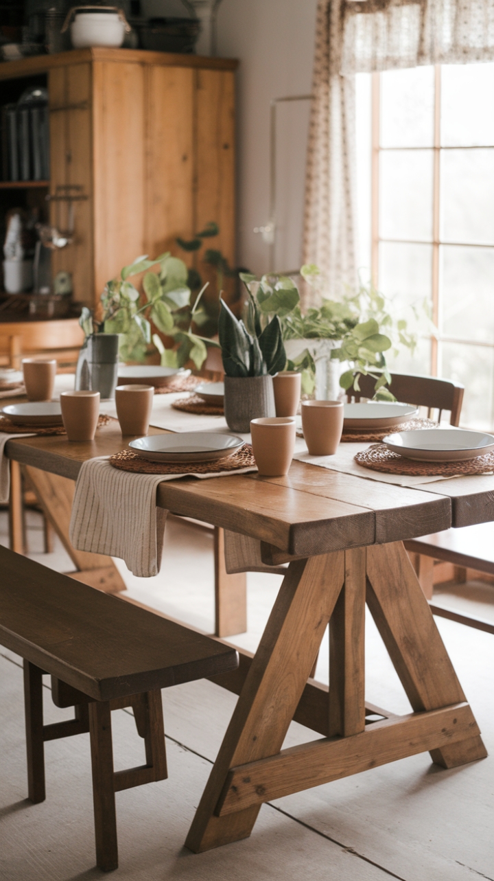 Rustic Charm: A Cozy Farmhouse Dining Table Scene