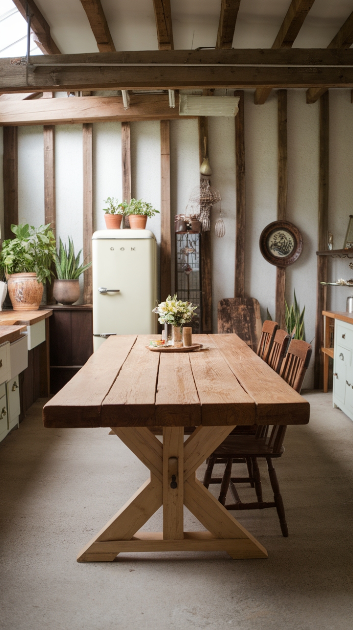 Central Wooden Table Defines Spacious Kitchen