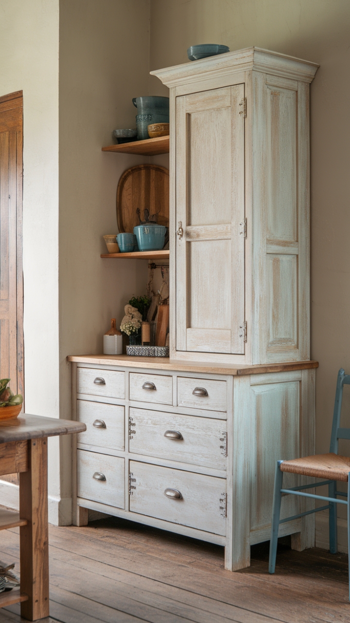 Farmhouse Elegance: White Shaker Cabinets and Warm Accents