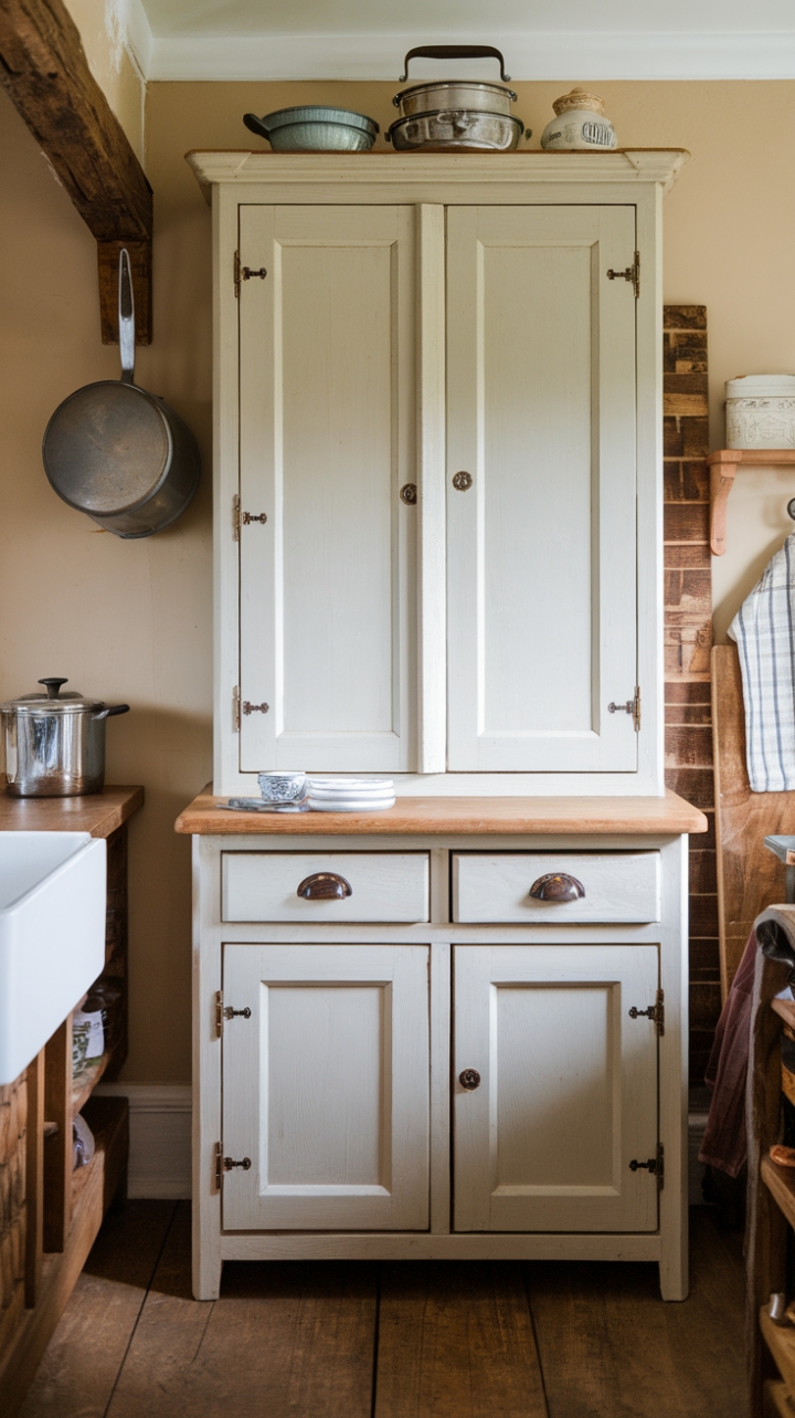 Serene Rustic Kitchen with White Shaker Cabinets and Natural Accents