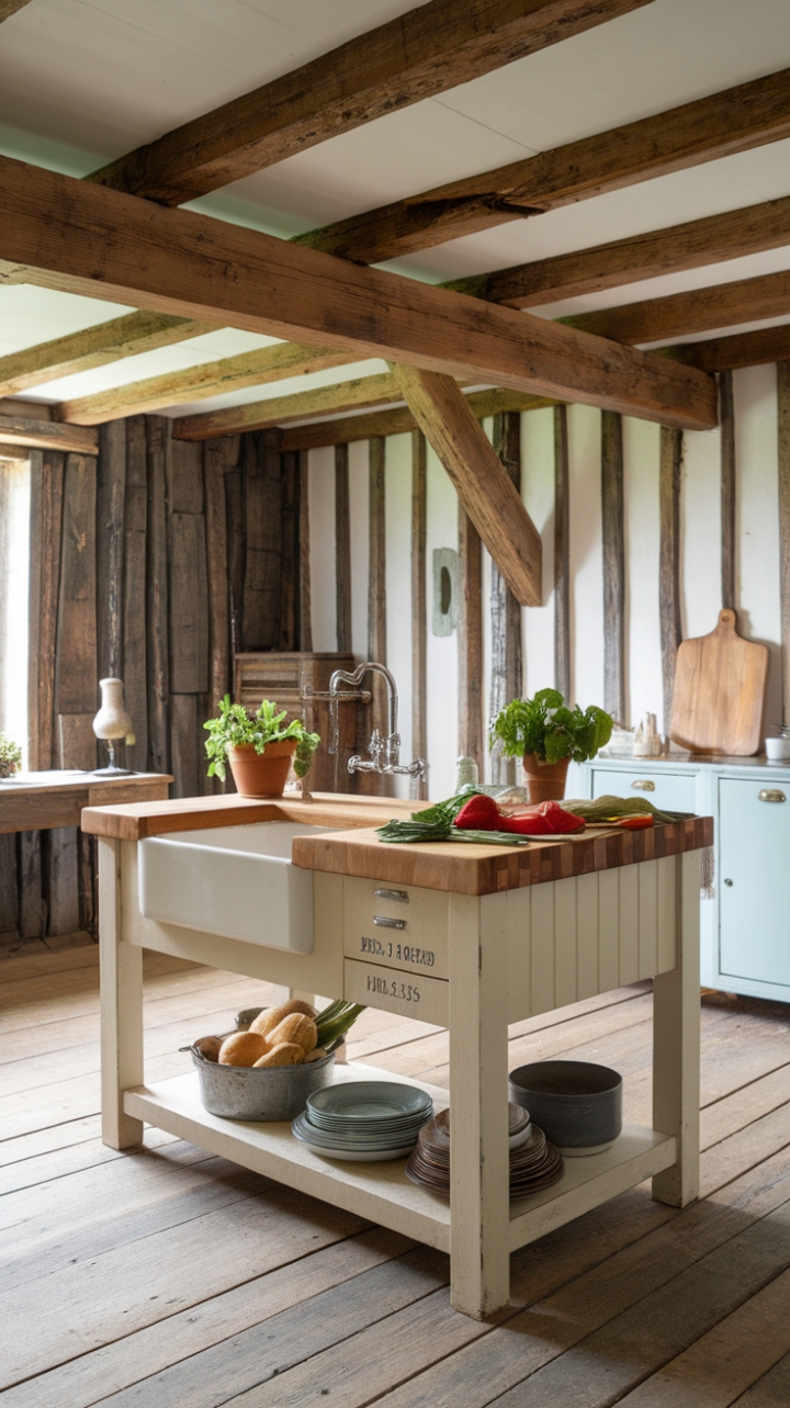Rustic Charm: A Kitchen Island with Vintage Appeal