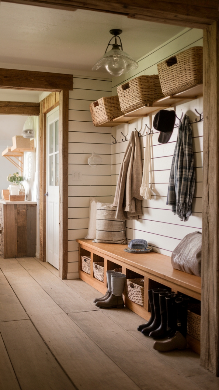 Farmhouse Charm: A Cozy Mudroom Retreat