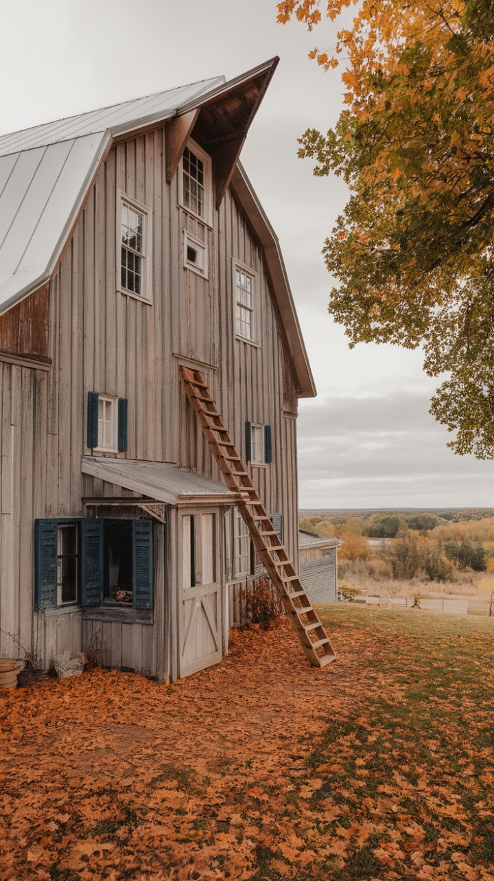 Timeless Charm of a Barn-Style Farmhouse in Autumn