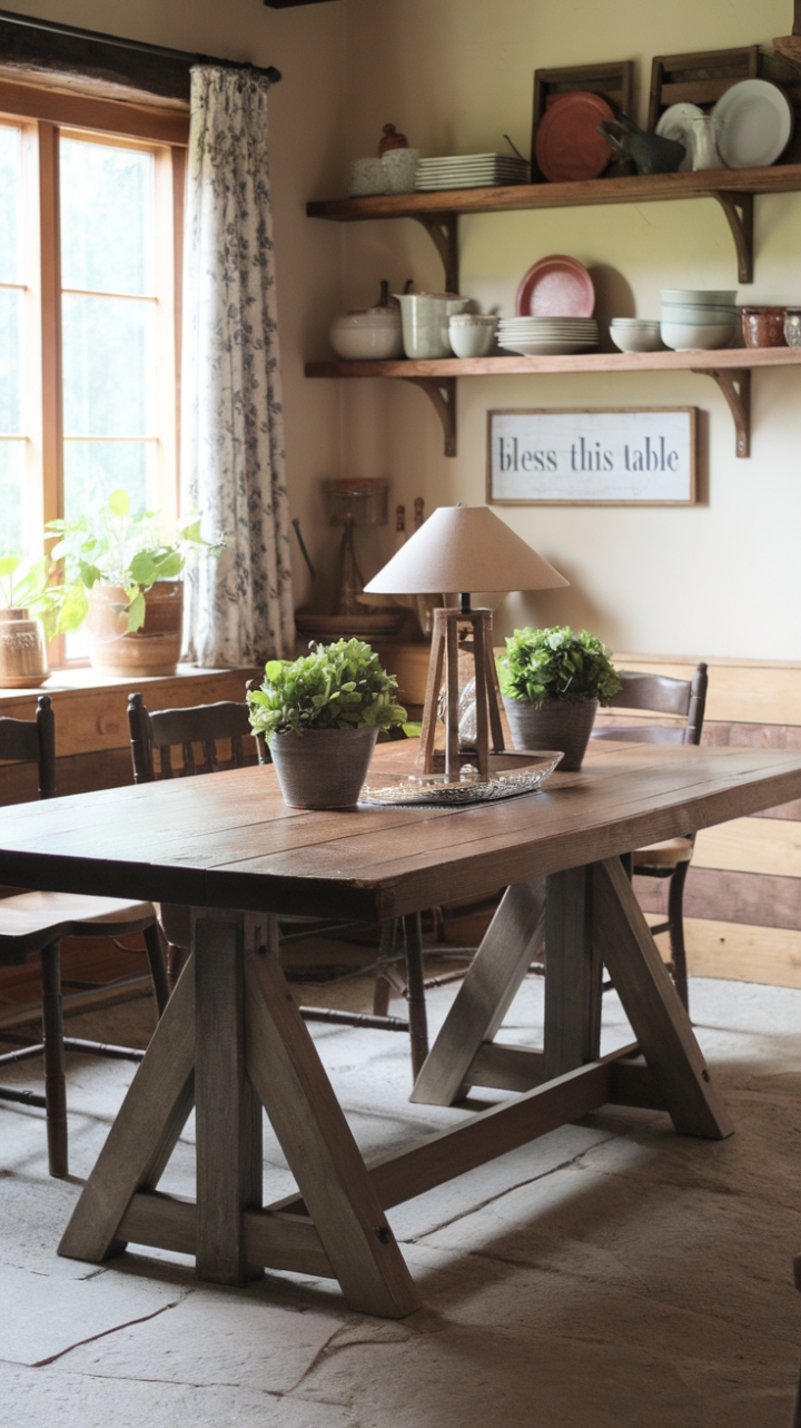 Rustic Reclaimed Wood Dining Table Creates Warm, Inviting Kitchen