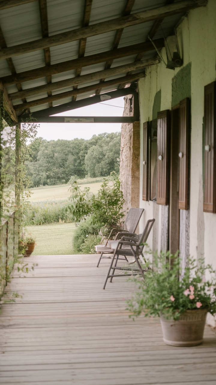Tranquil Countryside Retreat with Inviting Porch and Natural Accents