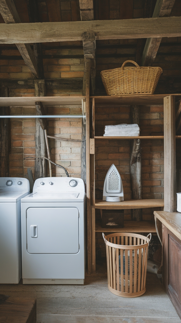Charming Country Laundry Room with Rustic Details