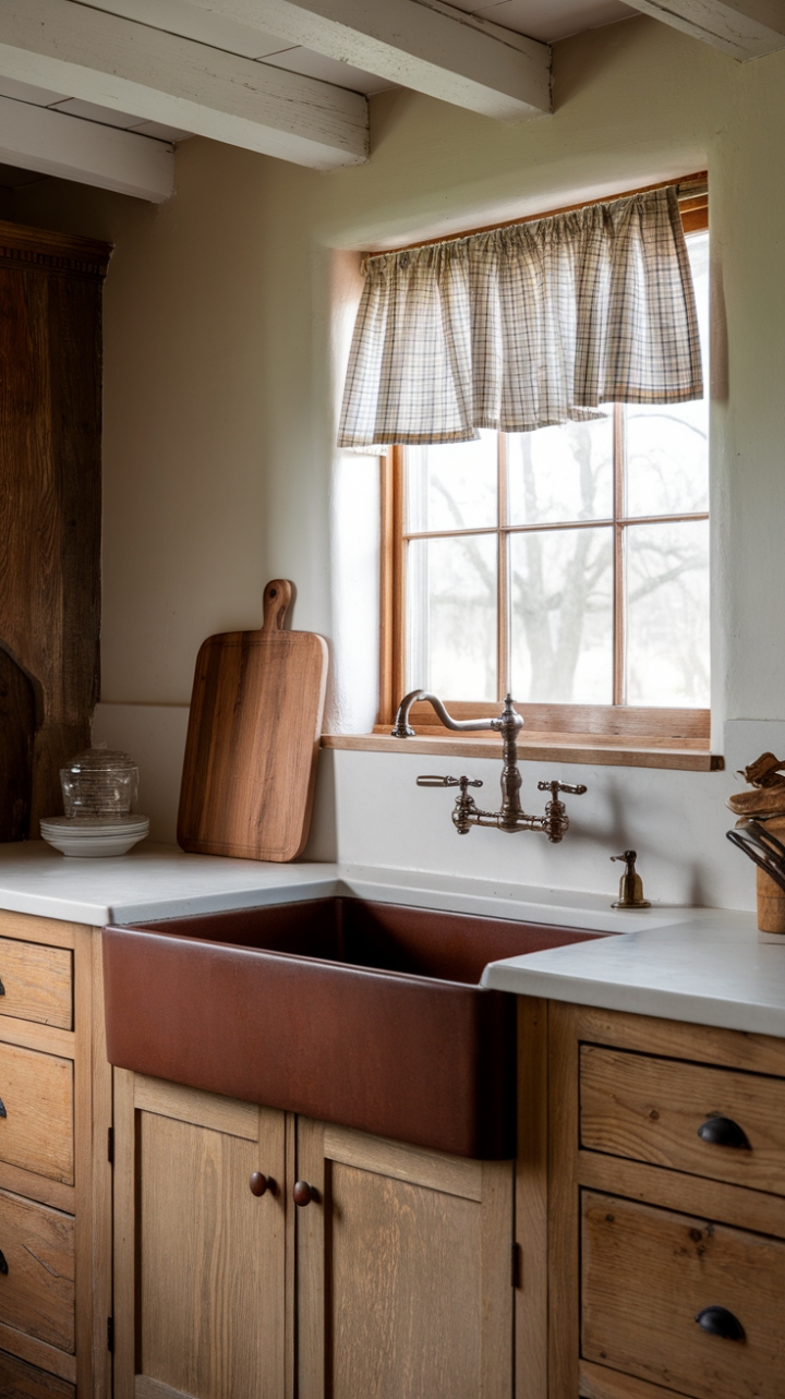 Vintage-Inspired Kitchen Featuring Fireclay Apron Front and Rustic Details