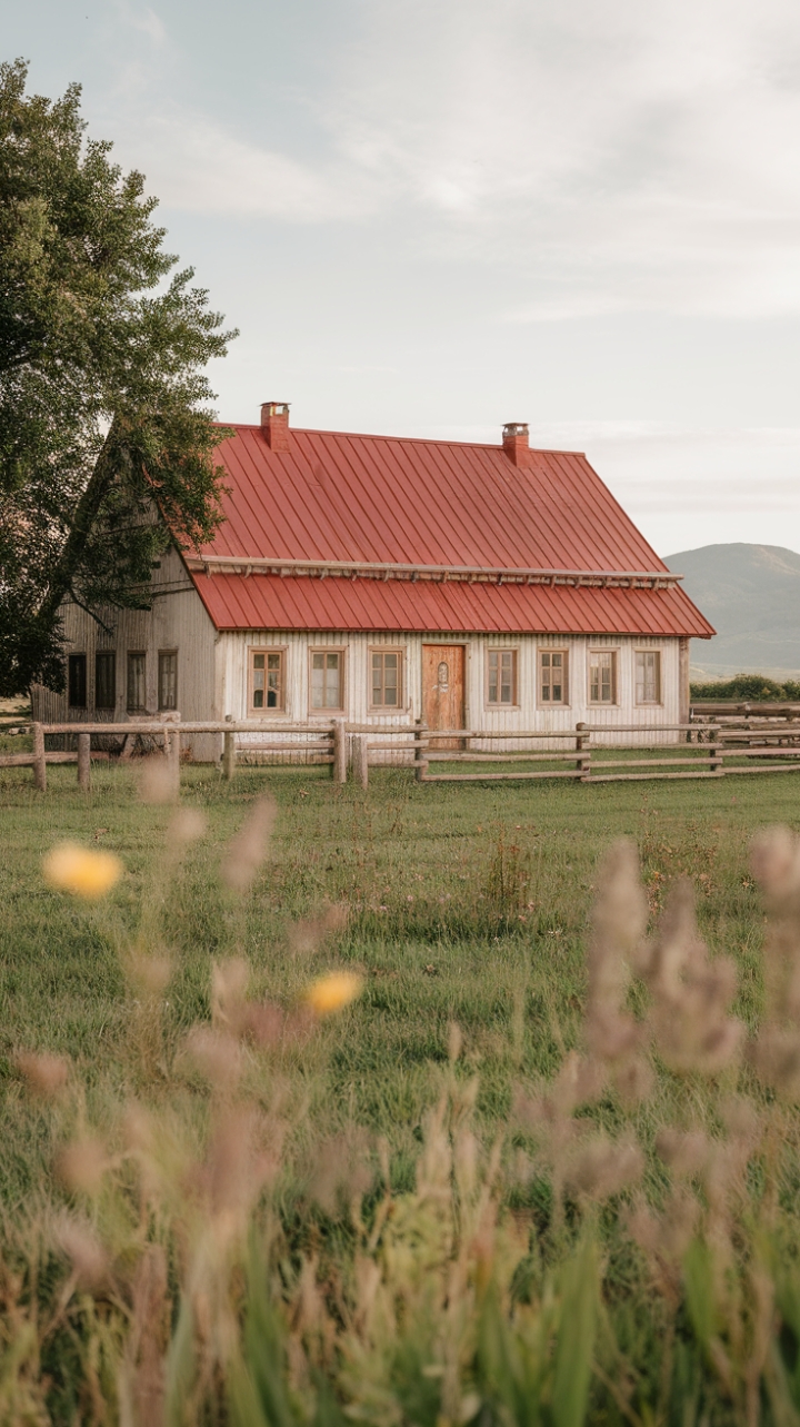 Rustic Charm: A Farmhouse Amid Rolling Fields and Mountain Views