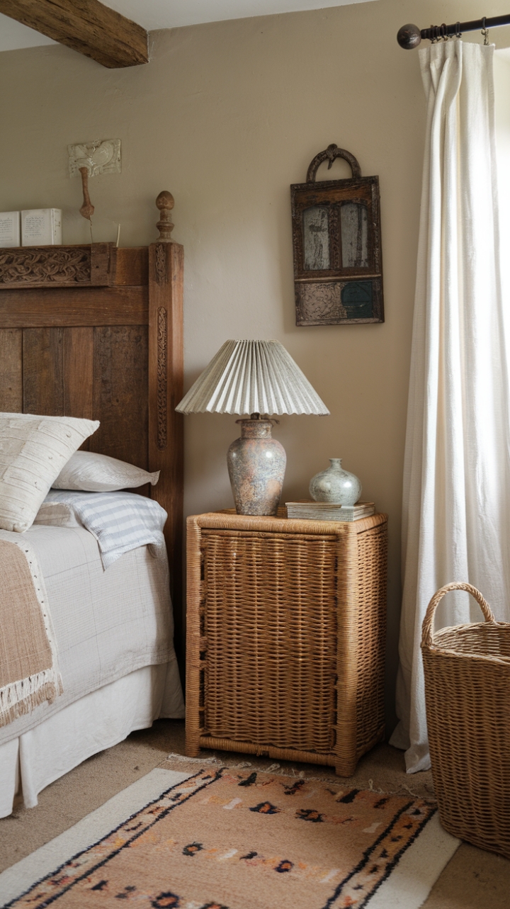 Cozy Shabby Chic Bedroom with Carved Details