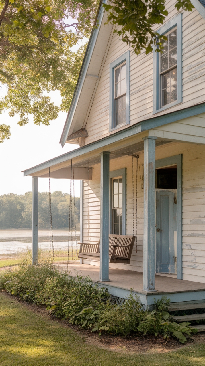 Charming French Country Farmhouse with Idyllic Porch Scene