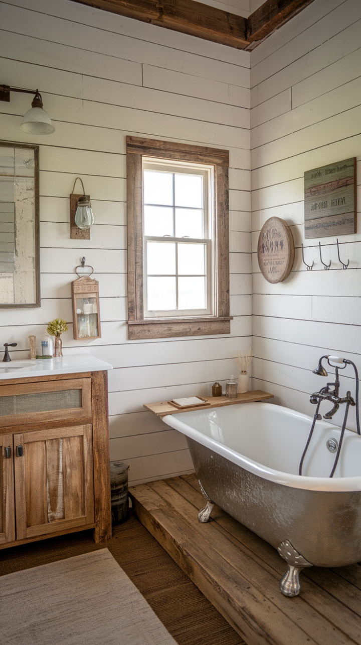 Countryside Charm: A Warm, Rustic Bathroom Retreat