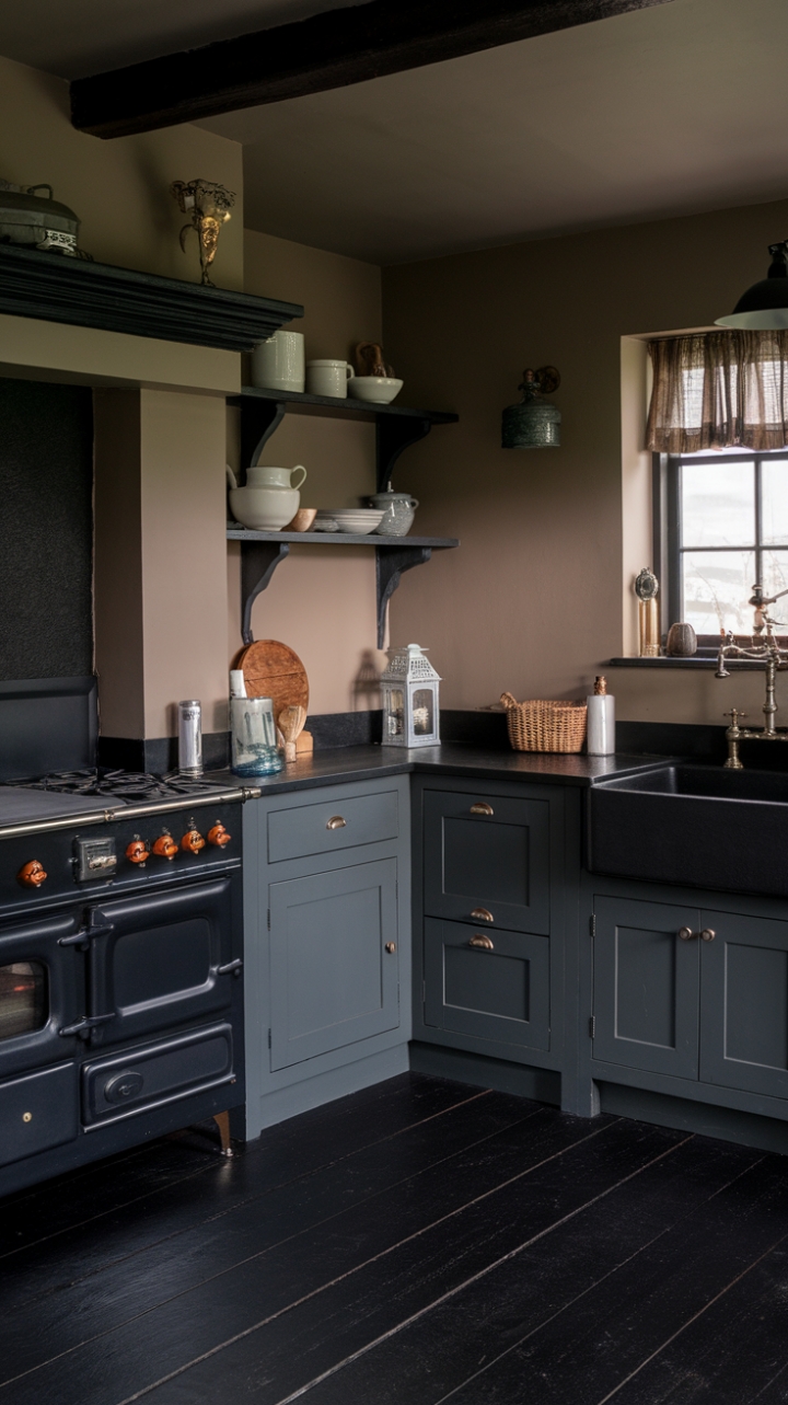 Embracing Soulful Sophistication in a Charcoal-Accented Kitchen