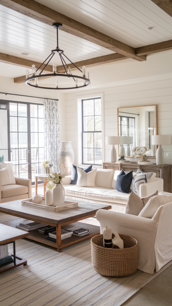 Transitional Charm: Cozy Contemporary Farmhouse Sitting Room