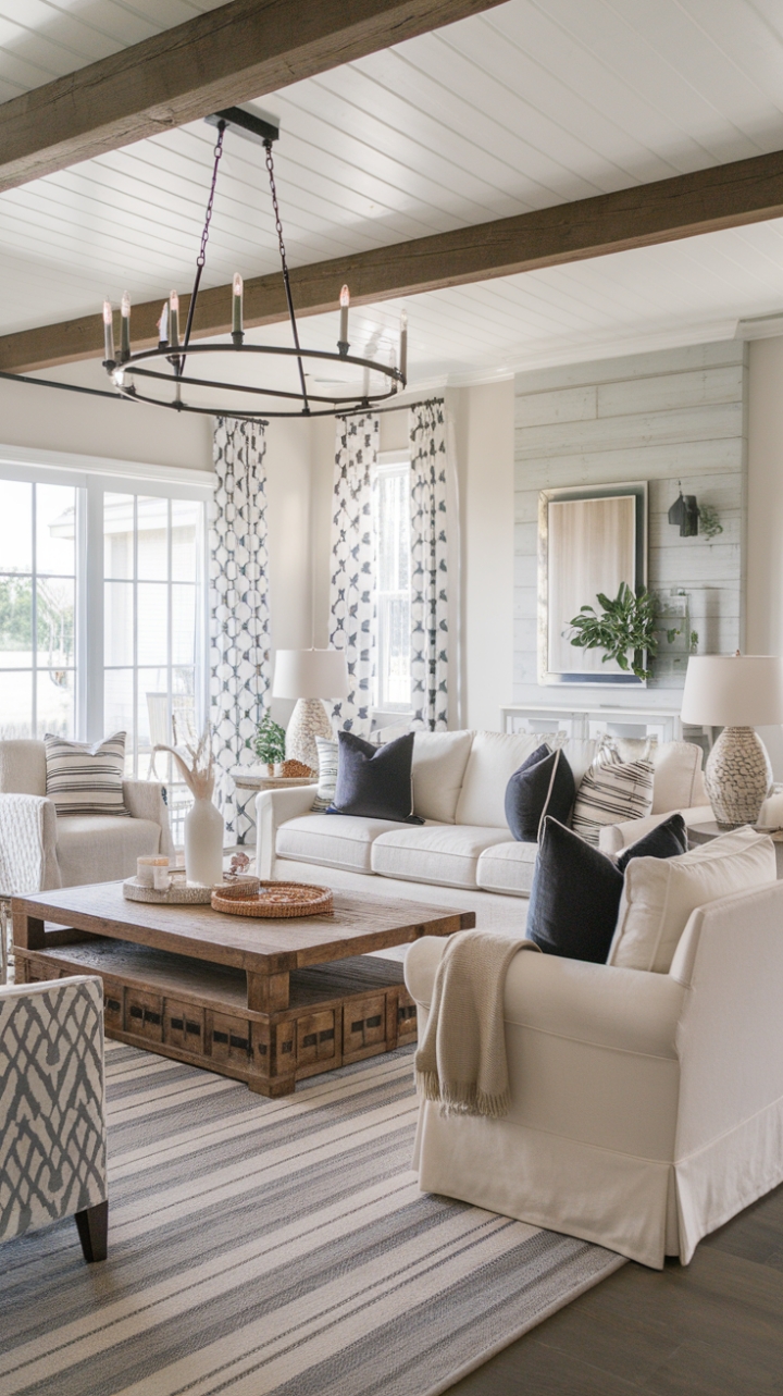 Rustic Charm Meets Modern Comfort in a Transitional Farmhouse Lounge