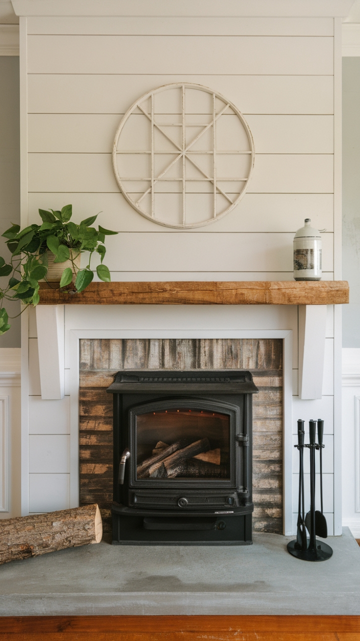 Modern Rustic Fireplace: Shiplap Charm and Warmth