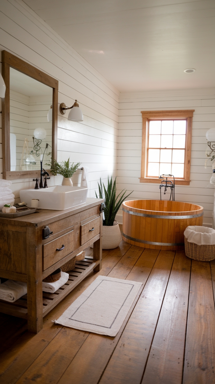 Farmhouse Charm: Rustic and Modern Bathroom Blend
