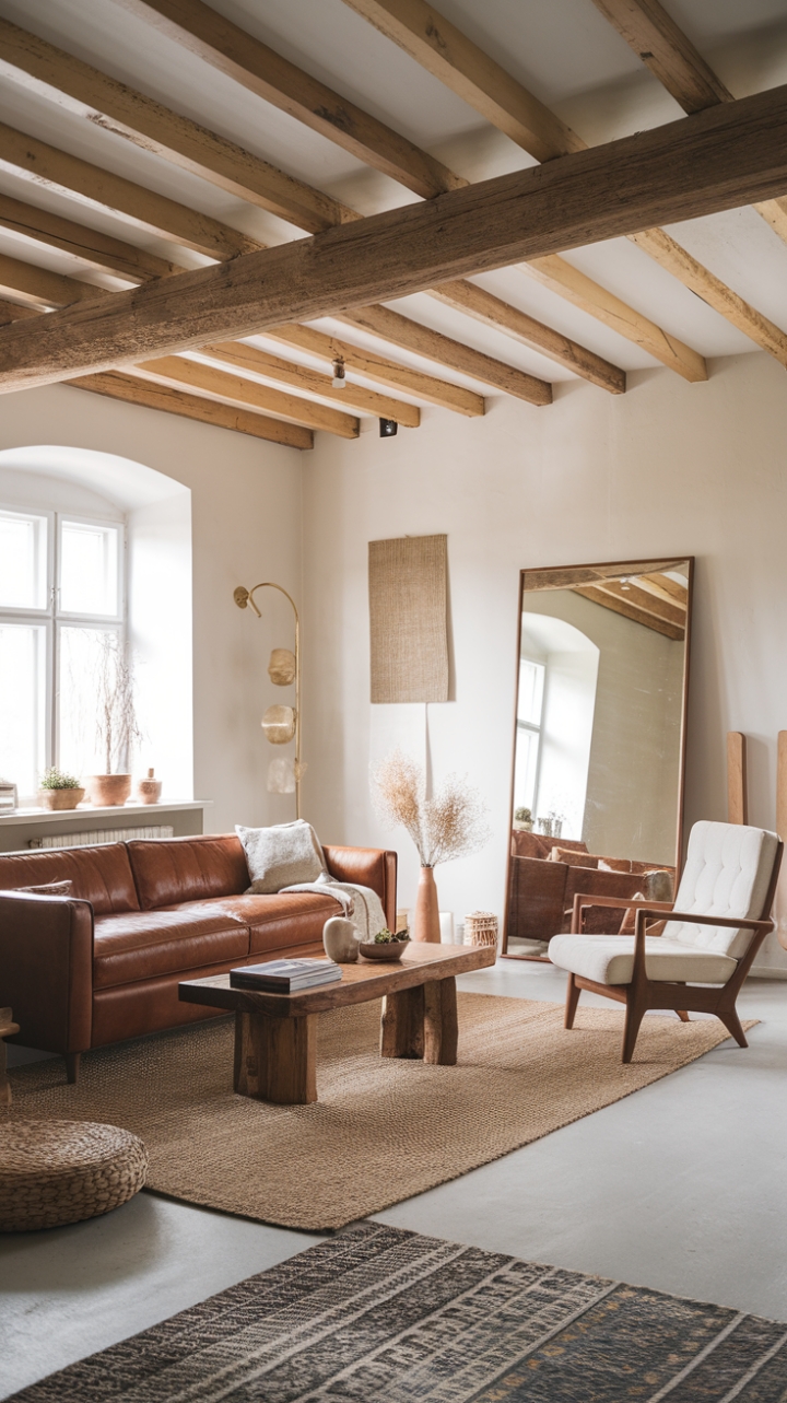 Serene Scandinavian Farmhouse Living Room with Warm Minimalism