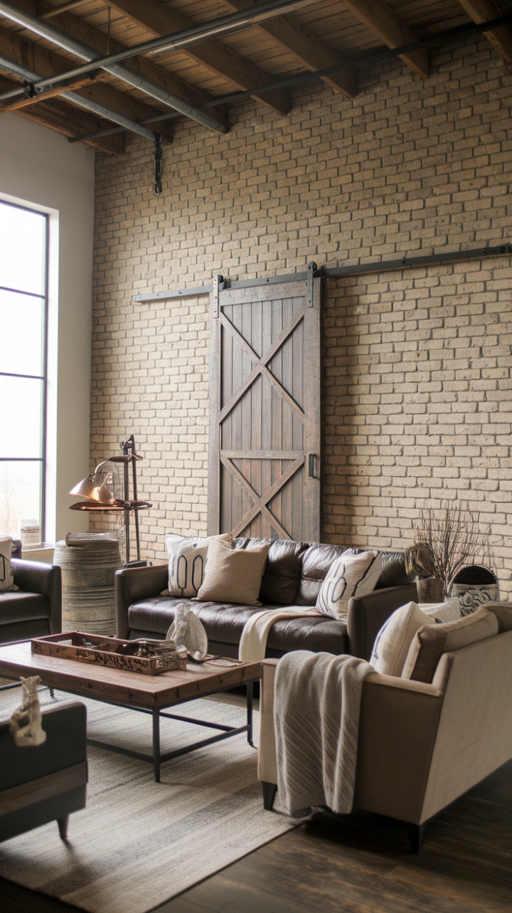 Rustic Charm Meets Industrial Edge in a Cozy Living Room