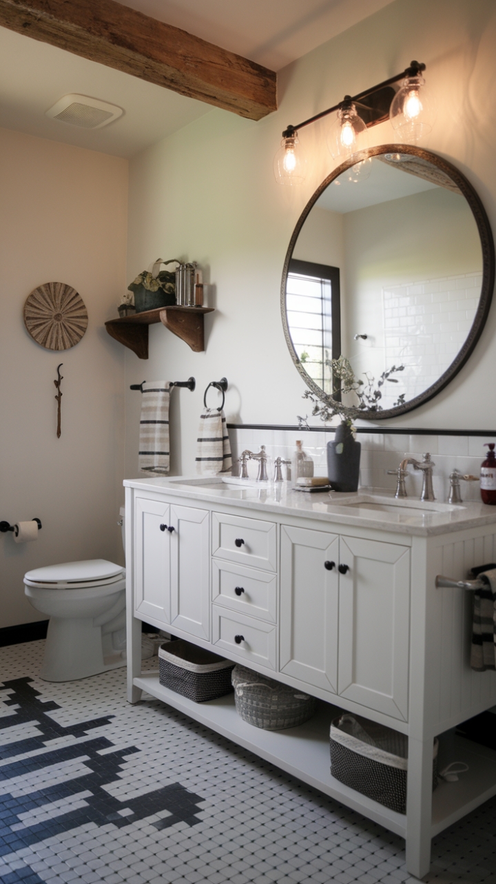 Charming Modern Farmhouse Bathroom with Classic Touches