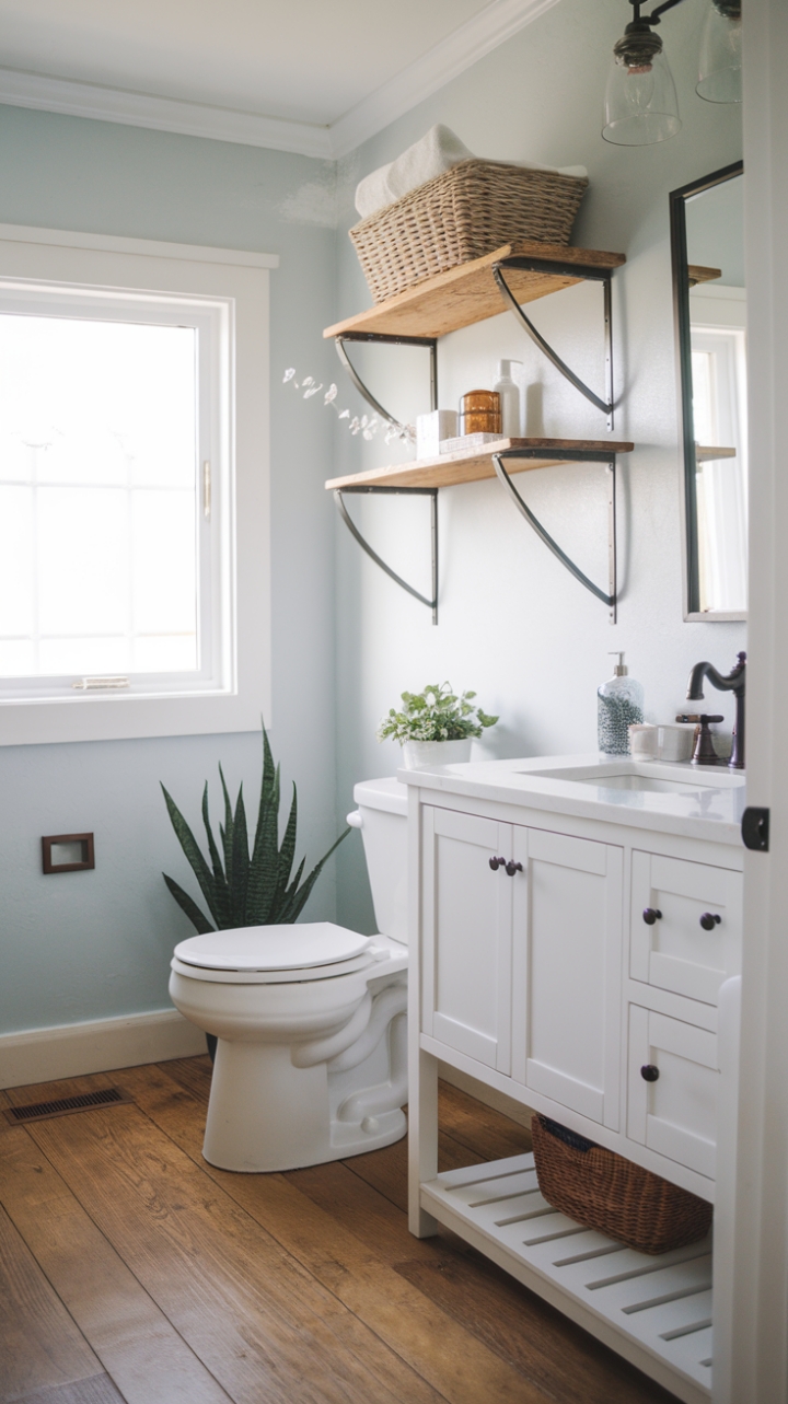Charming Modern Farmhouse Bathroom with Rustic Elegance
