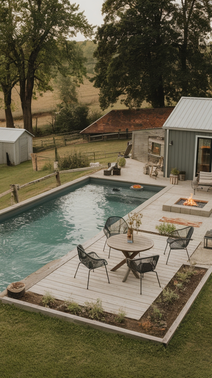 Rustic Poolside Retreat: A Modern Farmhouse Oasis