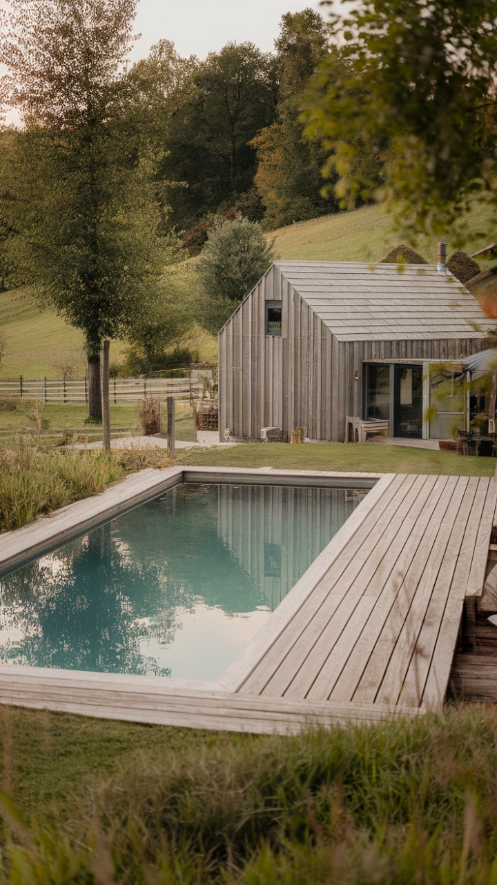 Rustic Pool Retreat in a Lush Farmstead
