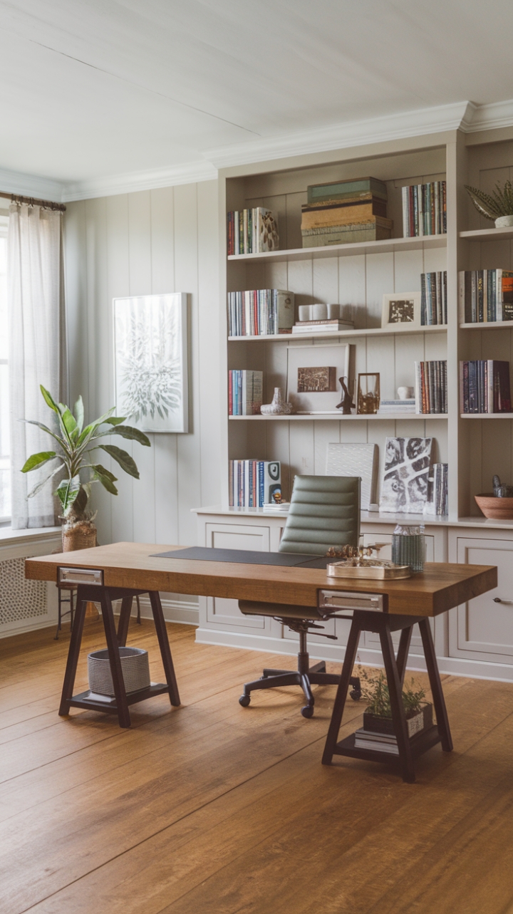 Cozy and Elegant Home Office with Natural Elements