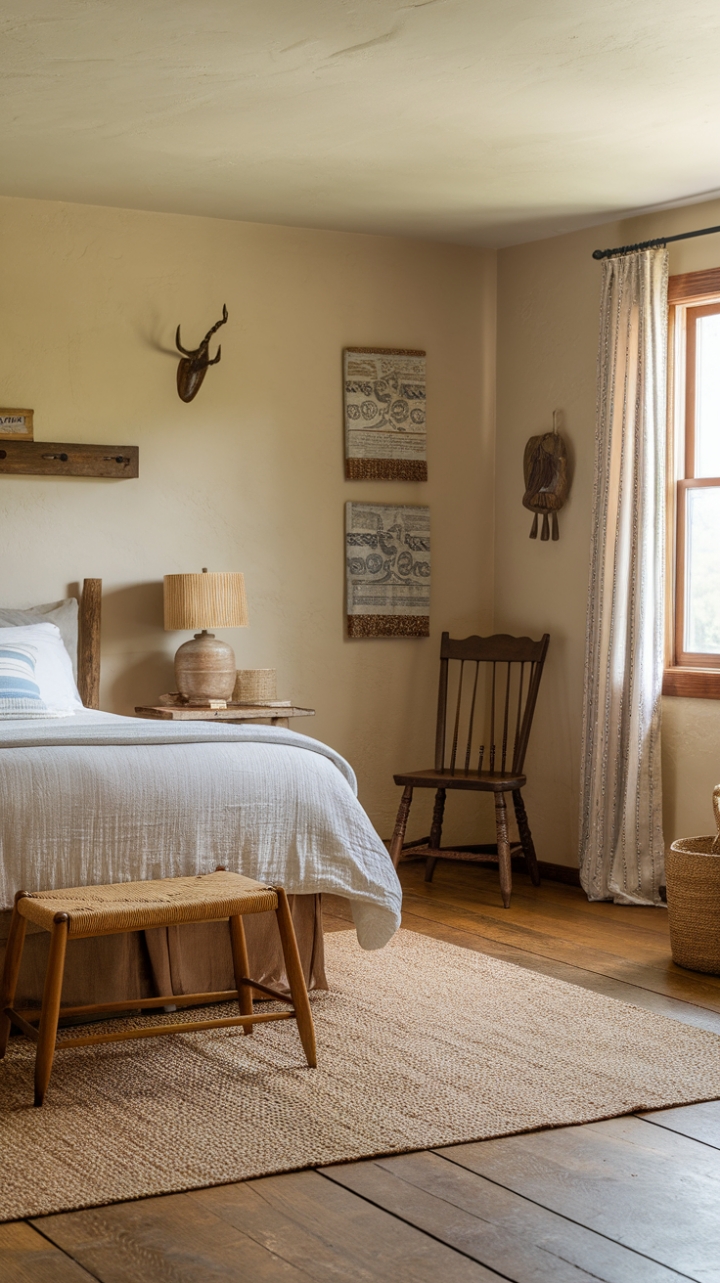 Rustic Serenity: A Calm and Elegant Guest Bedroom