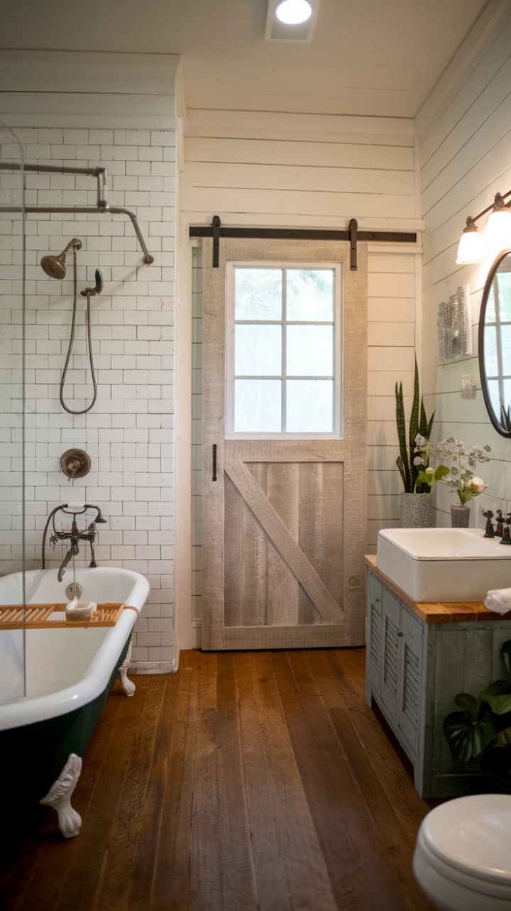 Vintage Charm Meets Rustic Elegance in a Cozy Bathroom