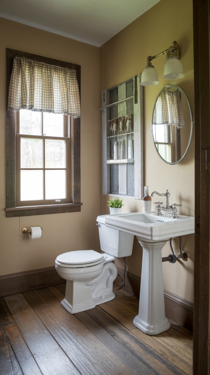 Charming Farmhouse Half Bath with Vintage Touches