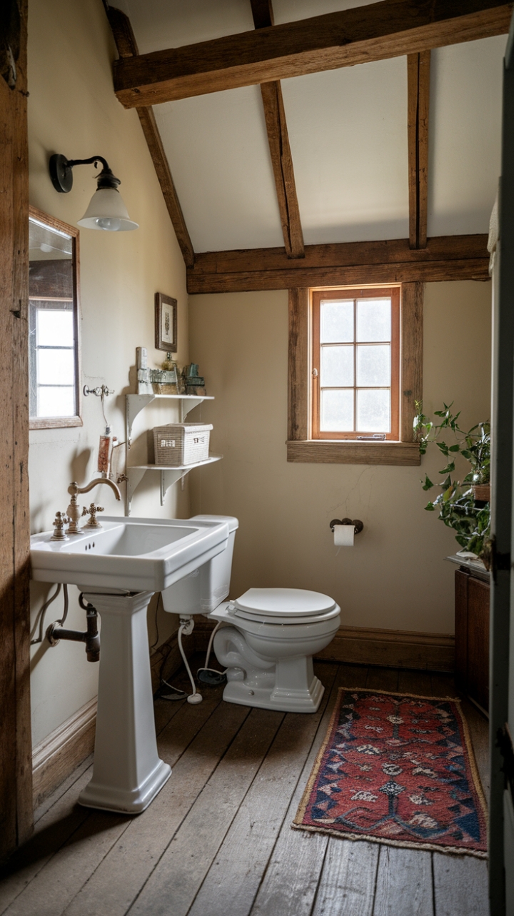Rustic Charm: A Vintage Farmhouse Half-Bath