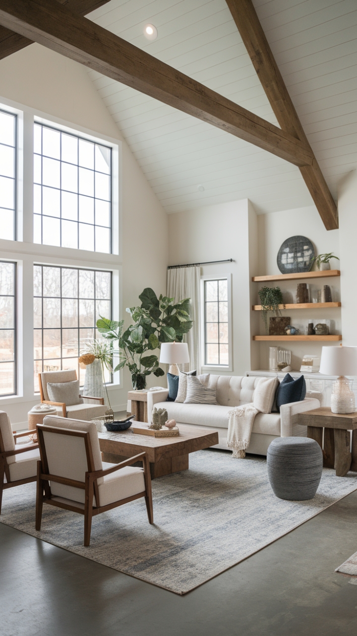 Rustic Charm Meets Modern Comfort in a Stylish Living Room