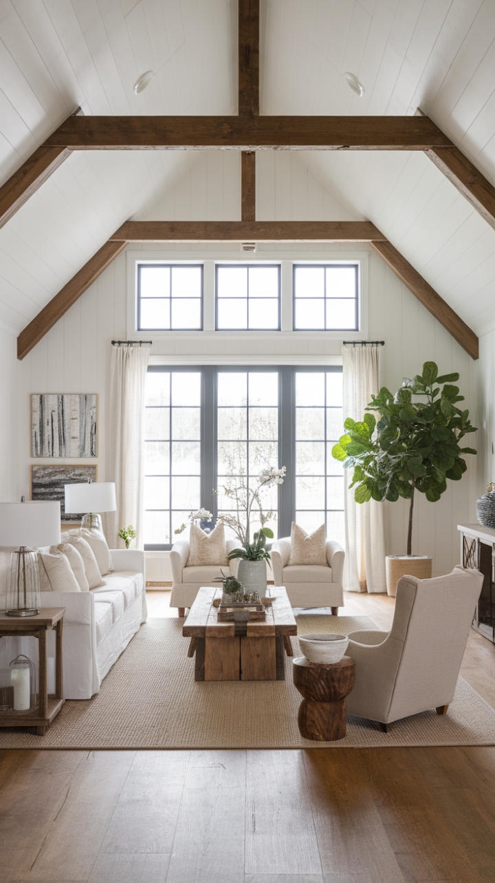 Rustic Elegance: A Modern Farmhouse Living Room Blend