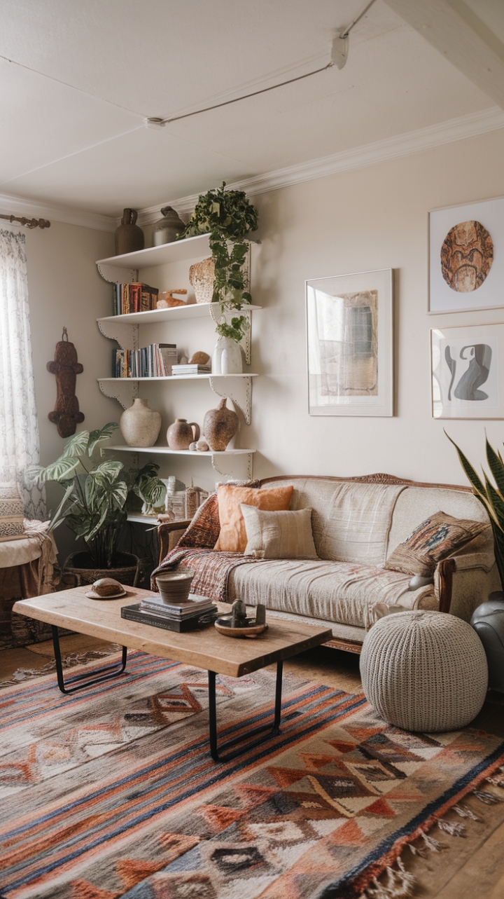 Eclectic Living Room with Vintage Flair